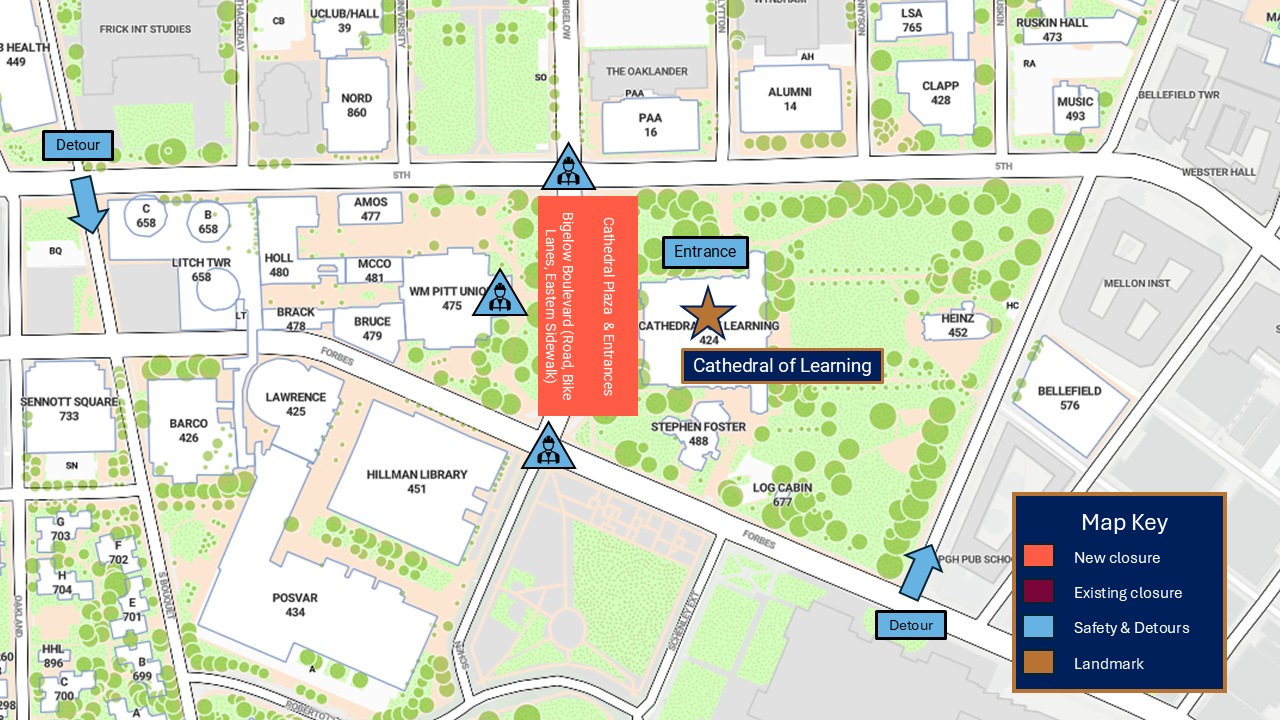 Map of June 27 Bigelow Blvd. closure