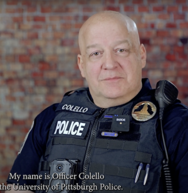 Officer Colello, University of Pittsburgh Police Department pedestrian safety officer